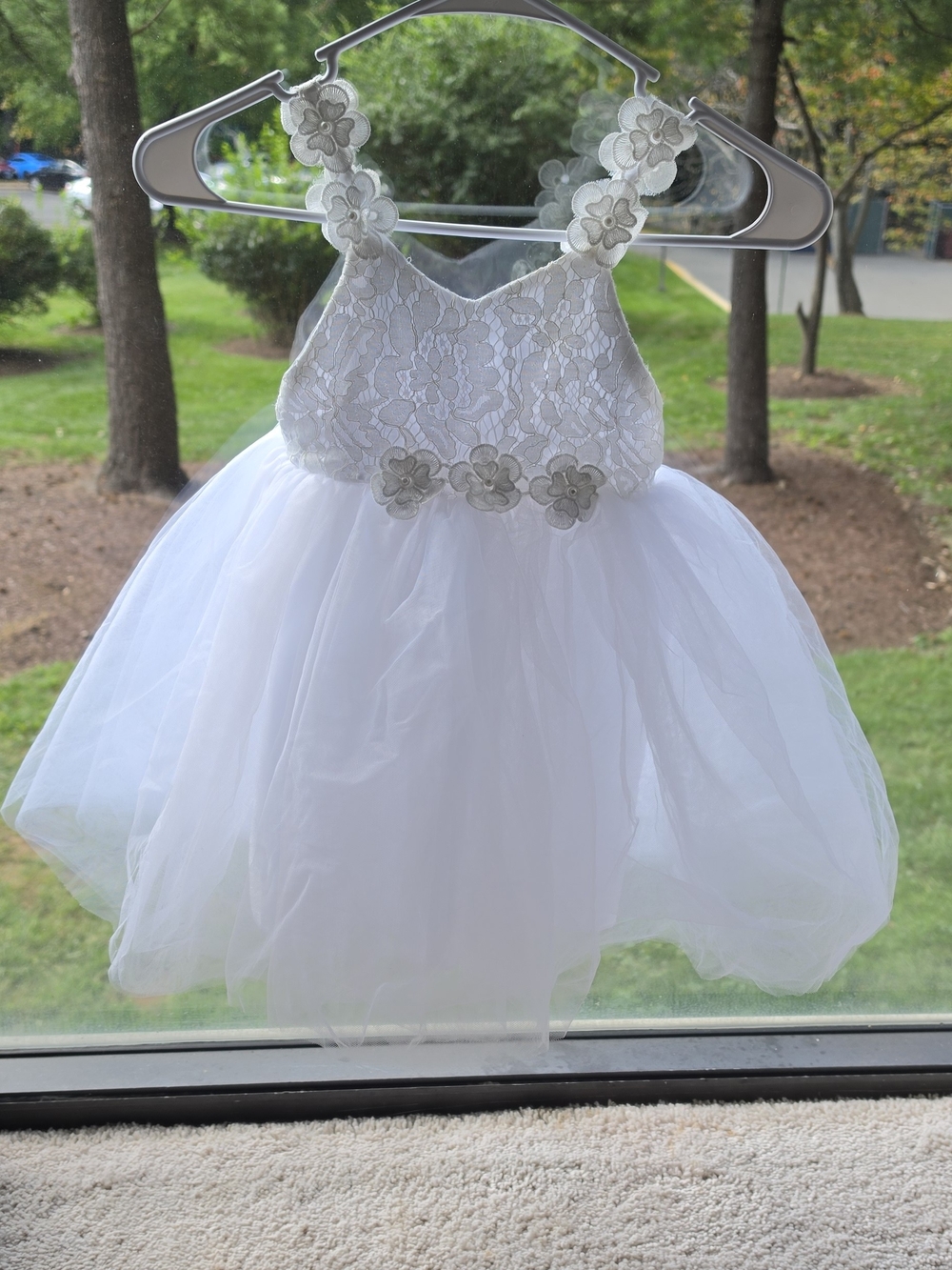 White Lace & Tulle Flower Girl Dress for Kids